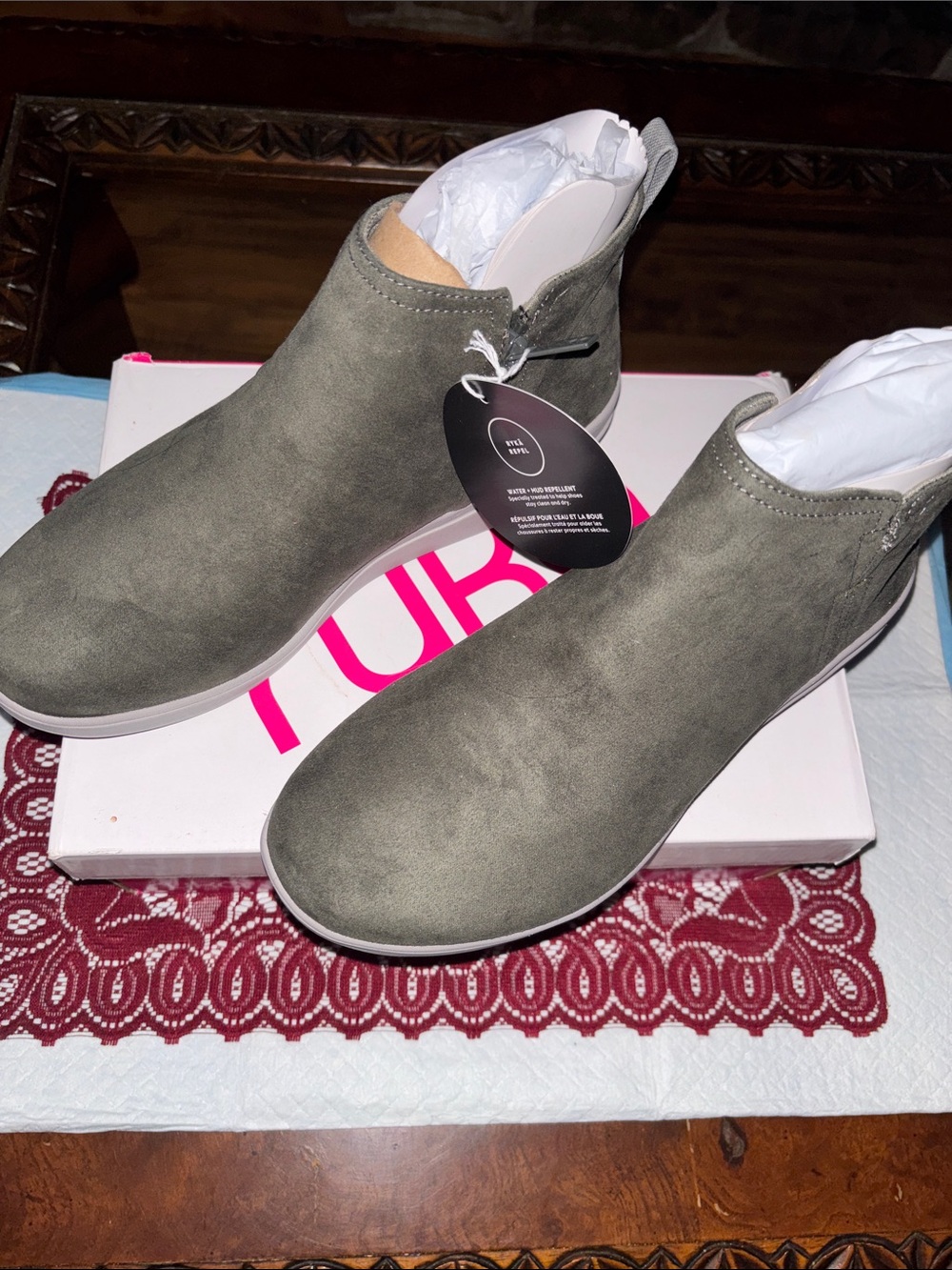 Ryka Olive Green Slip-On Ankle Booties